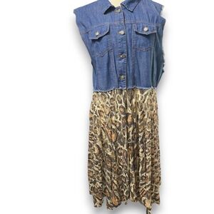 Origami Cardigan Lace Denim Vest Shirt Large-3xl Bohemian Leopard Animal